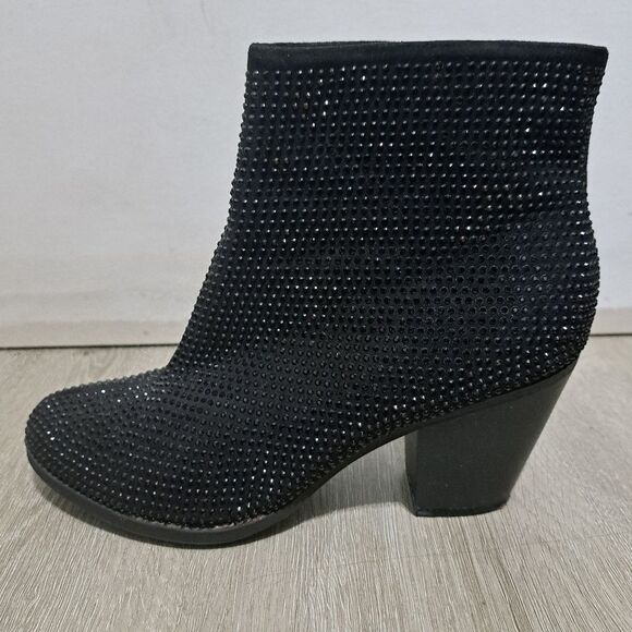 Juicy Couture Shimmer Rhinestones Whimsygoth Chunky Heel Ankle Boots Size 8.5 - Picture 14 of 15